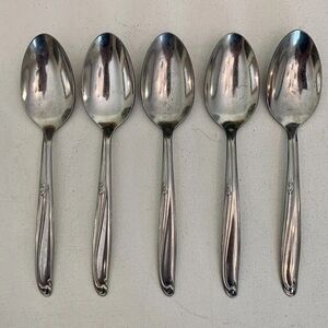 5 Vintage Oneida Simeon L & George H Rogers PARAMOUNT Stainless Dinner Spoons 7"